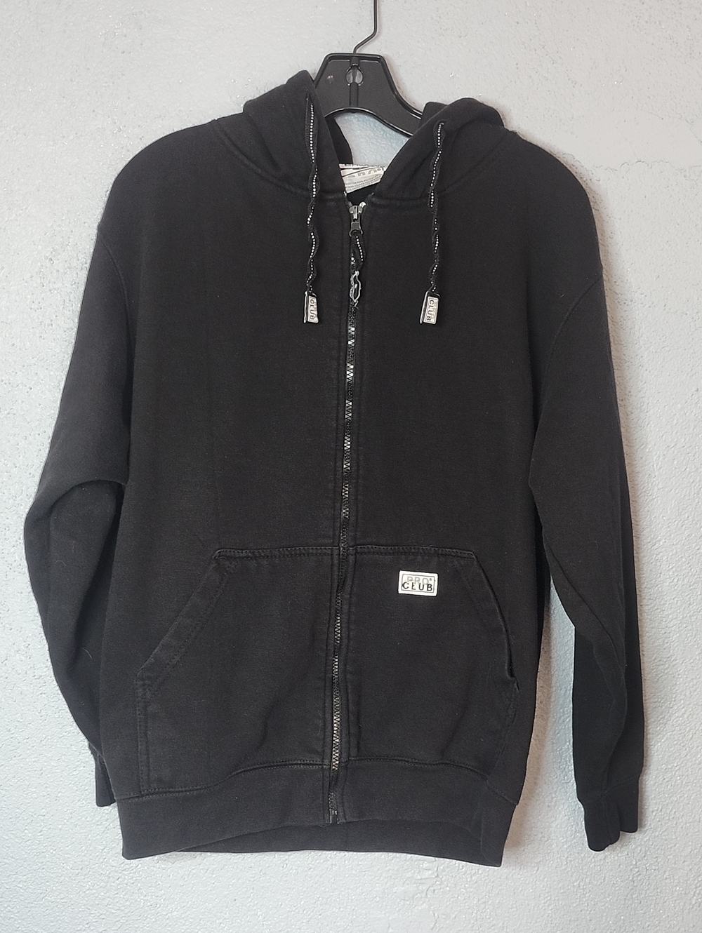 Men's Black Zip-Up Hoodie Sweatshirt - Club Patch